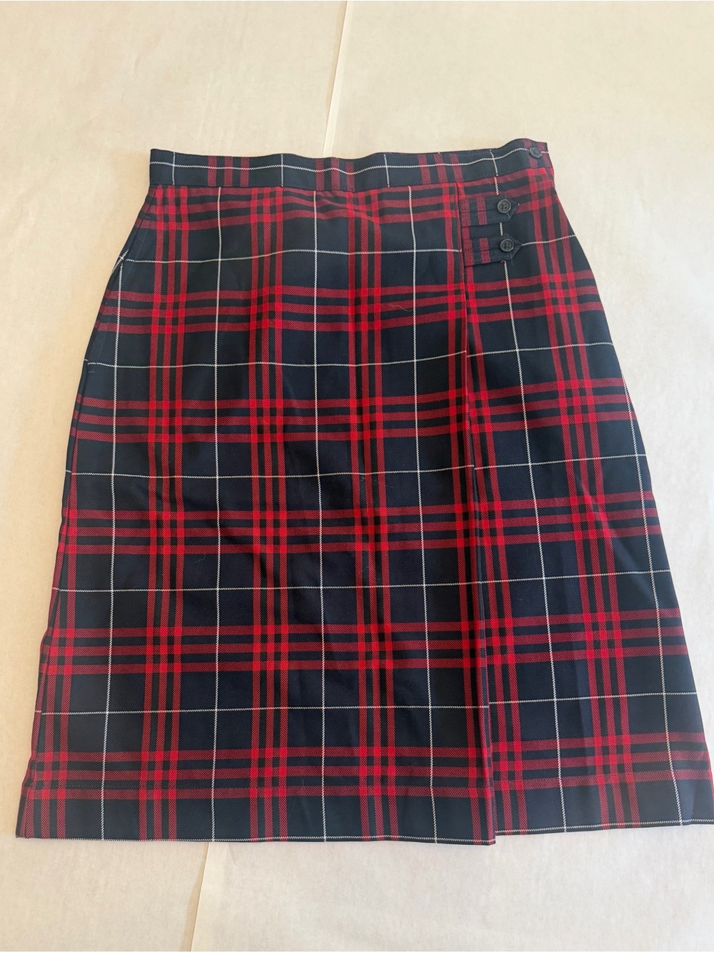 Lands' End Red and Black Plaid Mini Skirt